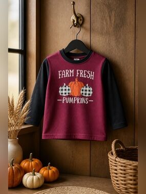 NWT Boys Farm Fresh Pumpkins Shirt w/Raglan Sleeves & Elbow Patch Size 0-3 month